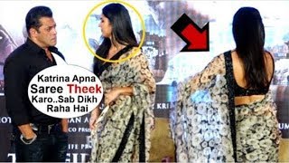 Salman Khan SAVES GF Katrina Kaif From EMBARRASSING Moment When Her Saree SLIPS In Front Of Media Resimi