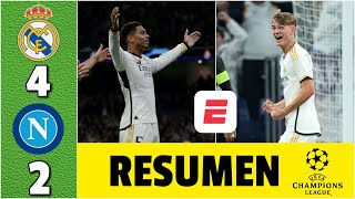 Thumbnail for REAL MADRID GOLEÓ 4-2 al NAPOLI. Goles de RODRYGO, BELLINGHAM, NICO PAZ Y JOSELU | Champions League