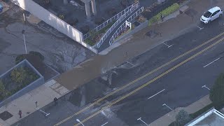 Raw: Skyzoom over Clayton watermain break