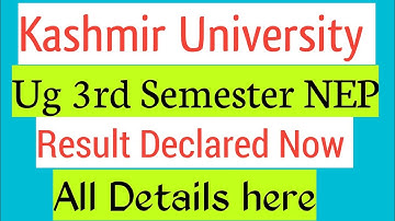 Kashmir University Ug 3rd Semester Result Declared 2025