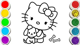 Hello Kitty and Dog Drawing, Painting & Coloring For Kids and Toddlers | Drawing Easy