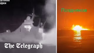 video: Ukrainian sea drones sink Russian patrol ship off Crimea - follow latest