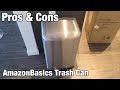 AmazonBasics Rectangle Soft-Close Trash Can with Steel Bar Pedal - 40L, Nickel (Pros & Cons)