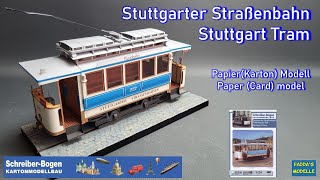 Stuttgarter Tram um 1900/Stuttgart Tram around 1900 - Kartonmodell/Cardmodel - Schreiber #papercraft