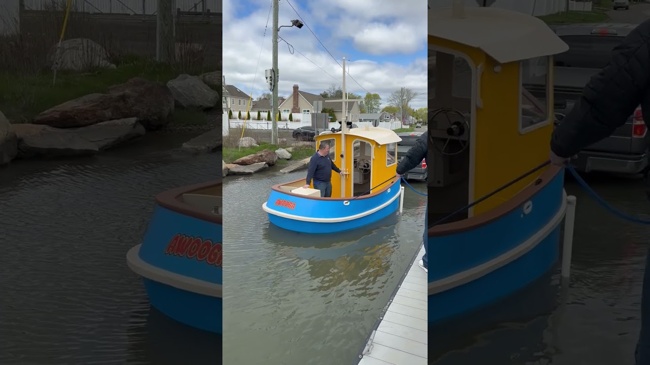 AWOOGA being unloaded into the water for the first time