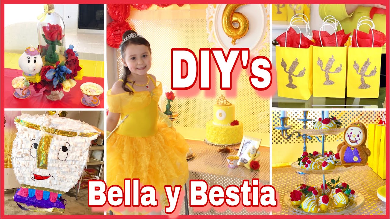 DIY’s FIESTA DE LA BELLA Y LA BESTIA (piñata, centros de mesa y postres)