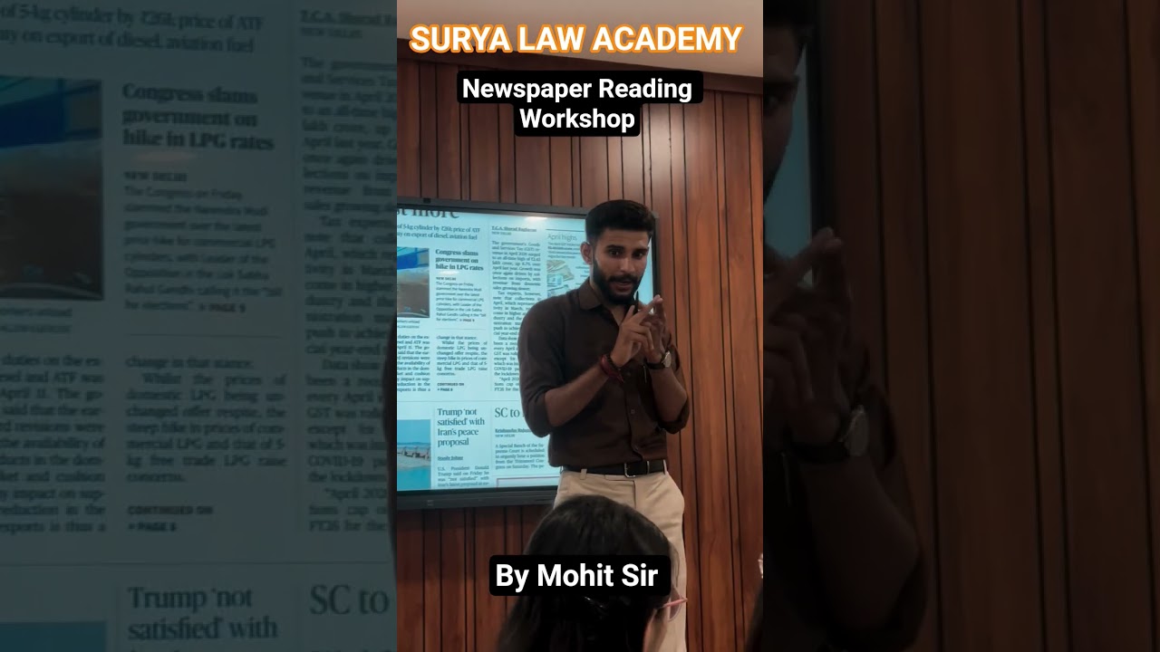 Newspaper Reading Workshop for CLAT 2027 & 2028  | Surya Law Academy | Mohit Sir