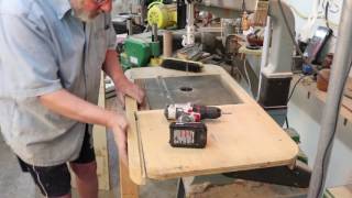 Add-on tables for Delta Bandsaw and Drill press: Sam Angelo wyomingwoodturner Sam shows how he added tables to his bandsaw and drill press. A larger work area can make a woodworking operation easier and