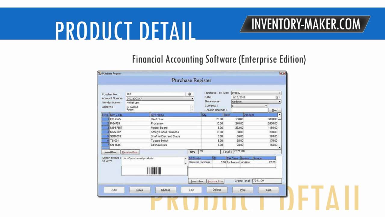 www.inventory-maker.com inventory maker  PO software payroll barcode how to issue billing employee