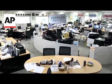 Video shows office shaking during Japan earthquake as death toll rises to 13