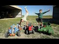 Playing with tractors and kids tank on the farm compilation  tractors for kids