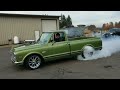 1972  c10 Chevy truck by MetalWorks  breaking in new tires with a supercharged big block burnout.