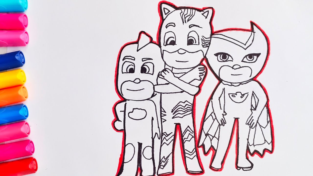 PJ masks catboy,Gekko and Owlette _pJ masks Drawing colouring for kids ...