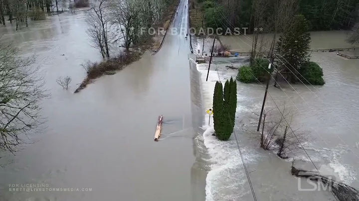 12-11-2025 Fall City, WA - Major Flooding - Cars Submerged - Drone Video