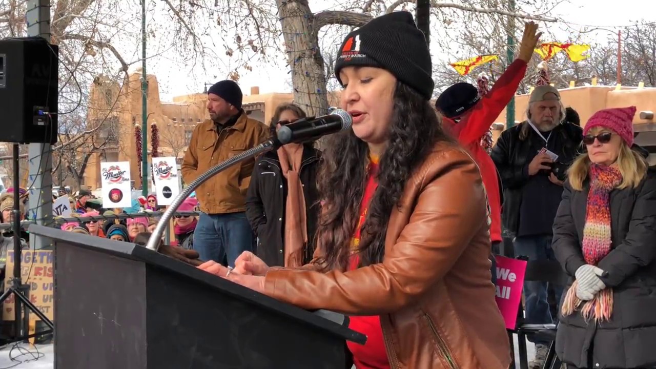 2018 Santa Fe New Mexico Women's March - Linda Serrato representing Congressman Ben Ray Lujan