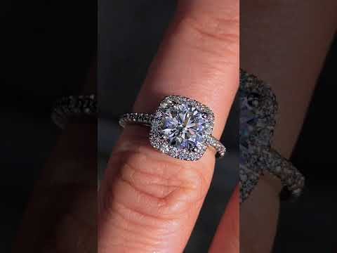 Round Cushion Halo Lab Grown Diamond Engagement Ring ring video