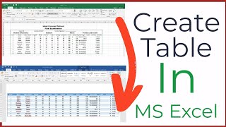 How To Create A Table In MS Excel