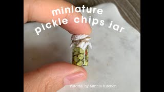 Miniature Dollhouse Pickle Chips Canned Jar Resin and Polymer Clay