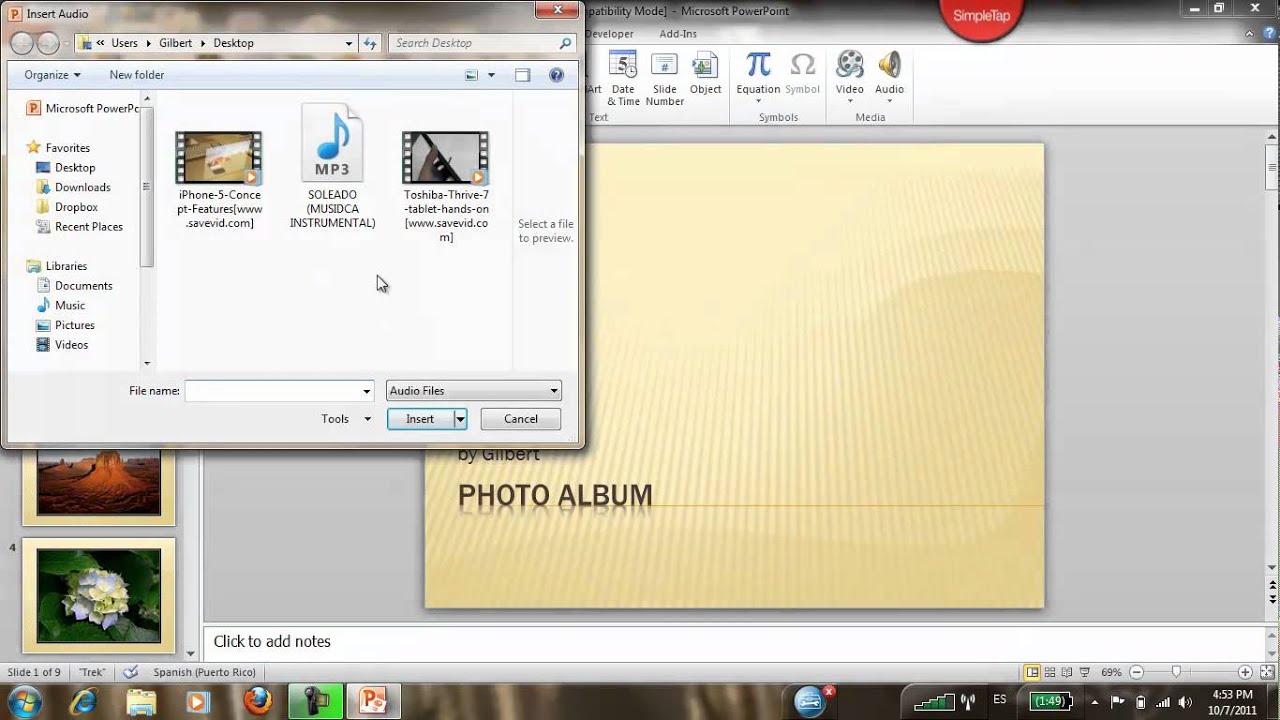 Insertar Musica en la Presentacion de powerpoint 2010 - YouTube