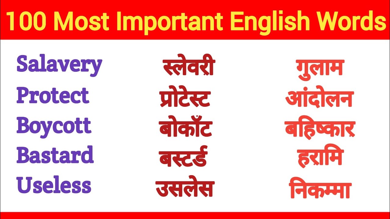 100 Most Important English Words || रोज़ बोले जाने वाले Words || Daily Use Words Meaning Practice