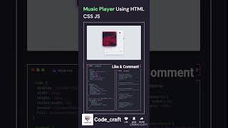 Music Player UI 🎵🔥 Using HTML, CSS & JavaScript | #Shorts