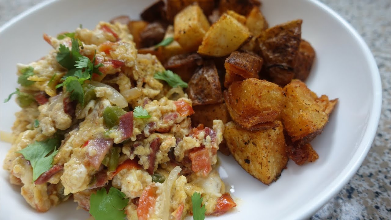 Super Crispy Home fries and Scrambled Eggs Recipe Breakfast YouTube