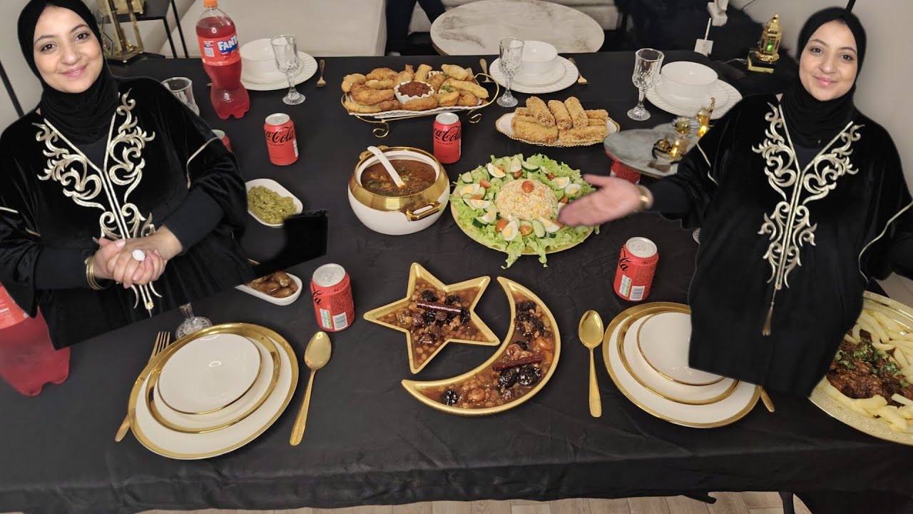 اجواء رمضان فرنسا🌙🇫🇷فرحت اهل الزوج وعرضتهم على طاولة رمضان جزائرية🕌🇩🇿