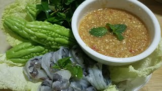 Fresh shrimp with spicy fish sauce