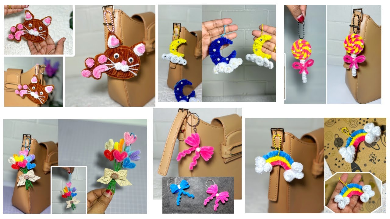 6 Изготовление брелоков с помощью ершика для трубок — брелок из пушистой проволоки