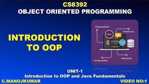 1 |CS8392 OBJECT ORIENTED PROGRAMMING|INTRODUCTION TO OBJECT ORIENTED PROGRAMMING|MANOJKUMAR DHEERAN