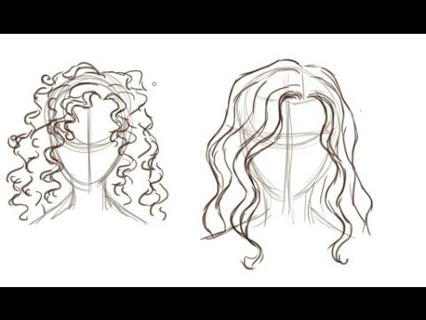 curly anime hair drawing