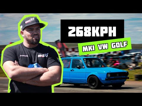 Mk1 VW Golf does 268kph half mile drag race.