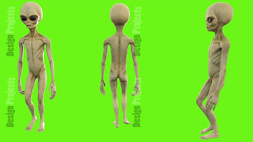 Alien walks. Loopable animation on green screen. 4k.
