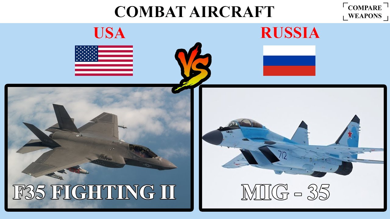F35 LIGHTNING II(usa) vs MIG 35(russia). Combat aircraft.Compare weapons