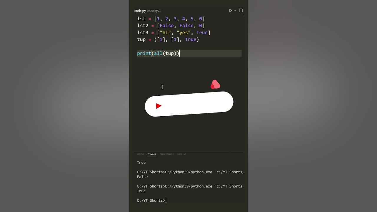 All in python check if all items are true youtube