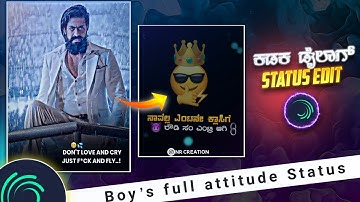 Rocking Star Yash Attitude Status Editing Alight Motion / Kannada Boy