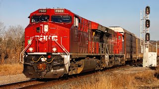 Celebrity VERY RARE! Quadruple and all CPKC power! CP 7502 leads CP Stack train Eastbound at Cochrane, AB. Profile
