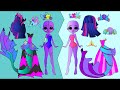 MLP mane 6 as little mermaids vs zombie mermaids- Paper Dolls Easy Craft Glitter Painting