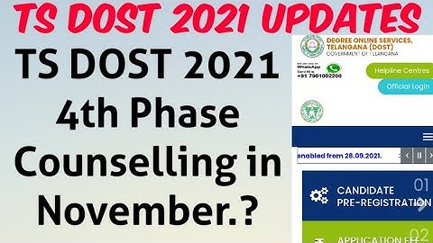 TS DOST 2021 4th Phase counselling Starting in November.?//TS DOST 2021 Latest Update