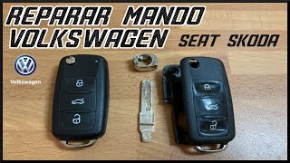 REPARAR MANDO VOLKSWAGEN SEAT SKODA cambiar pila, cambiar carcasa y espadín