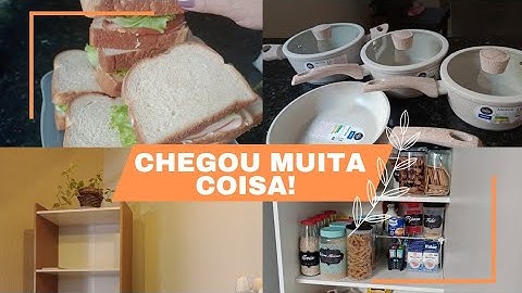 Chegou!!!!Muita coisa !! Cantinho novo!Cozinhando nas panelas novas! organizando a dispensa!#vlog