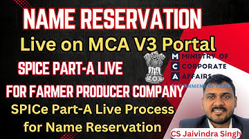 Name Reservation of Farmer Producer Company in SPICe Part-A Live Process I FPO name reservation