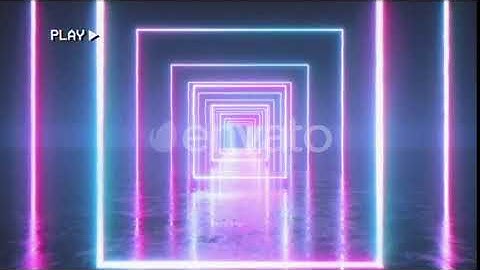 Flying in a Retro Futuristic Space with Glowing Neon Square | Motion Graphics - Envato elements