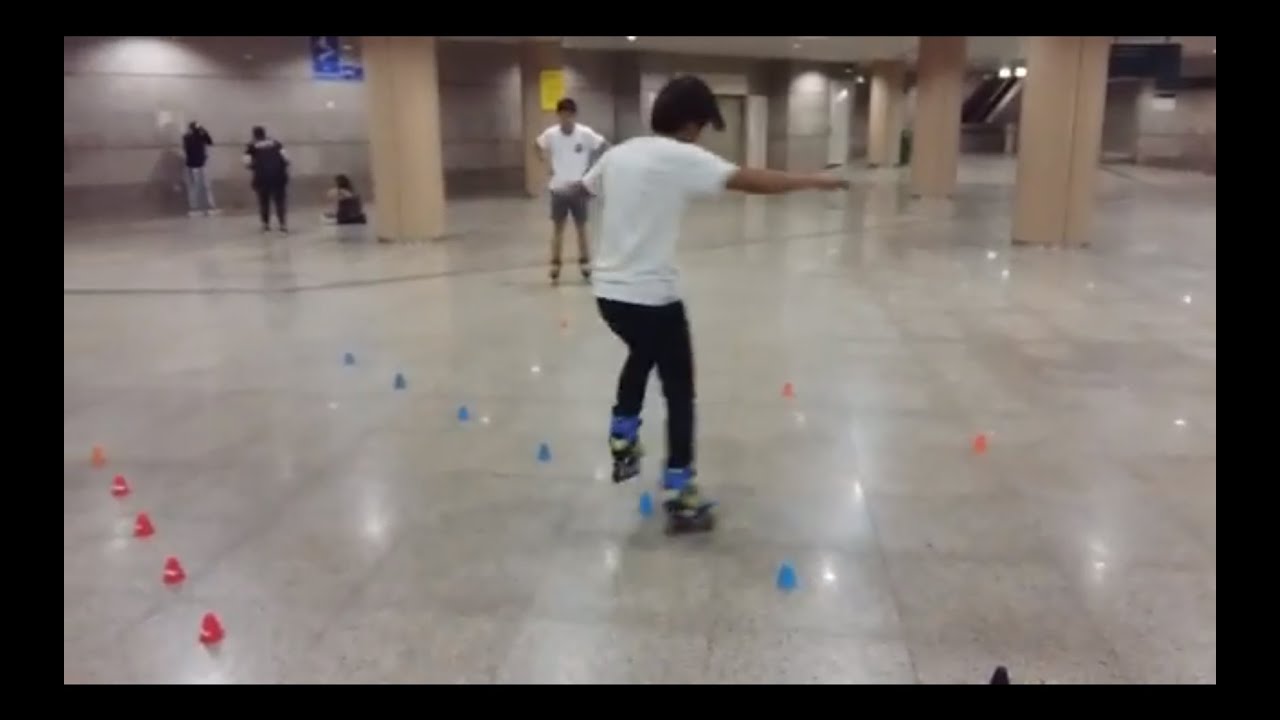 Freestyle inline slalom tricks Toe 7 cone in cone YouTube