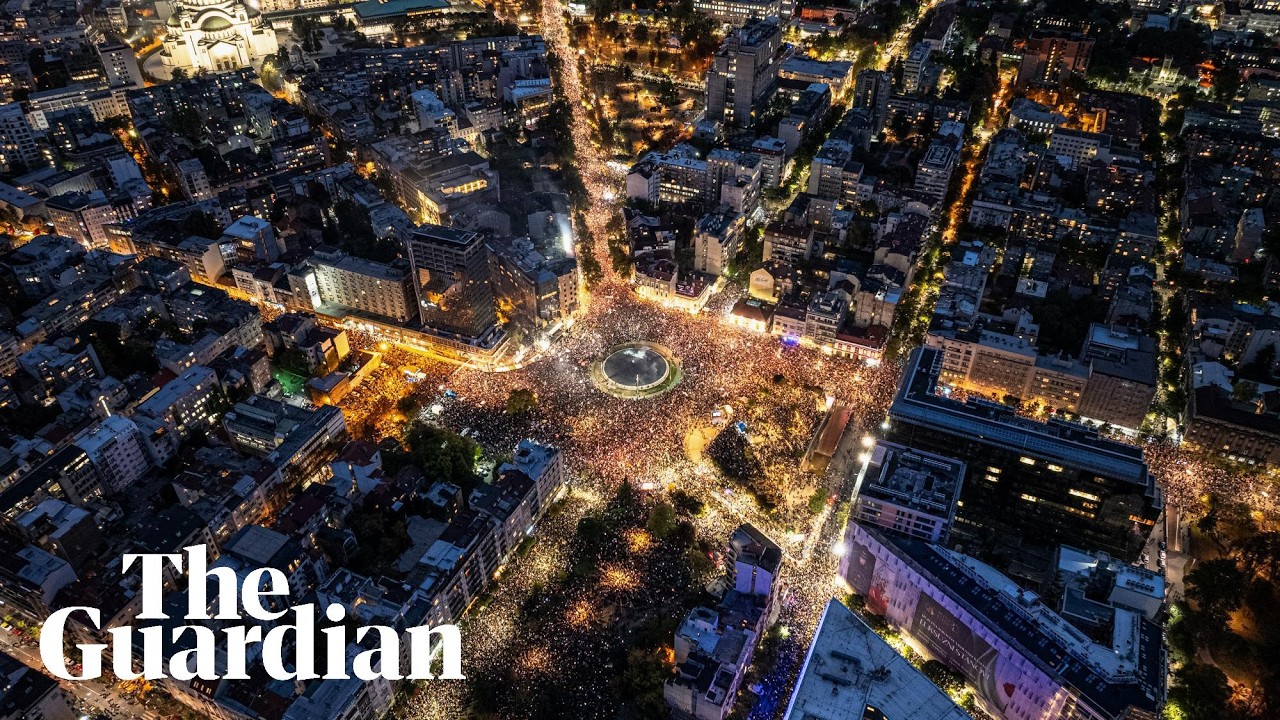 Drone video shows scale of student-led rally ahead of Serbian election