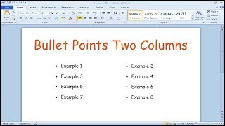 How to create bullet points in two columns Microsoft Word