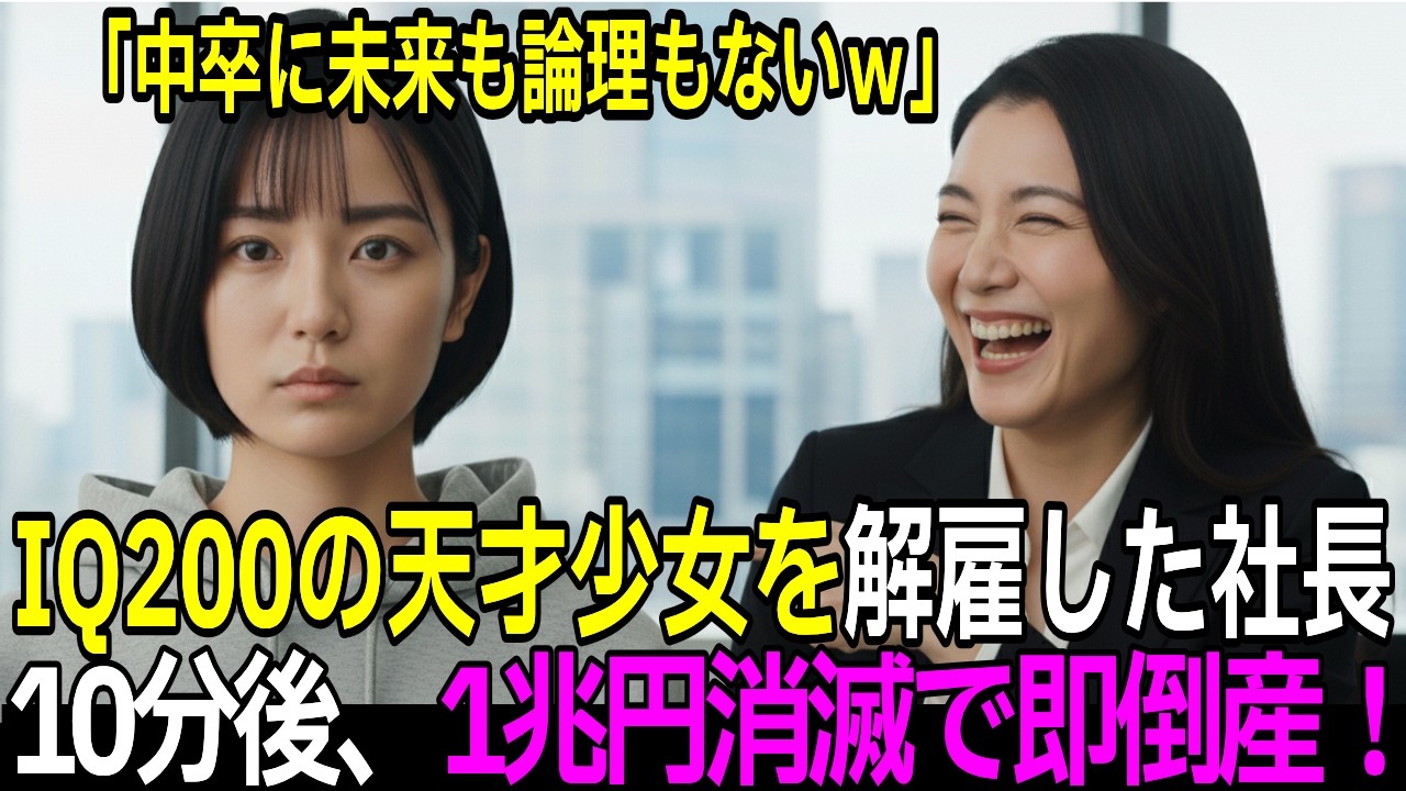 「中卒に未来も論理もない」とIQ200の天才少女を解雇した社長、わずか10分で1兆円契約消滅し会社倒産！【感動する話】【朗読】