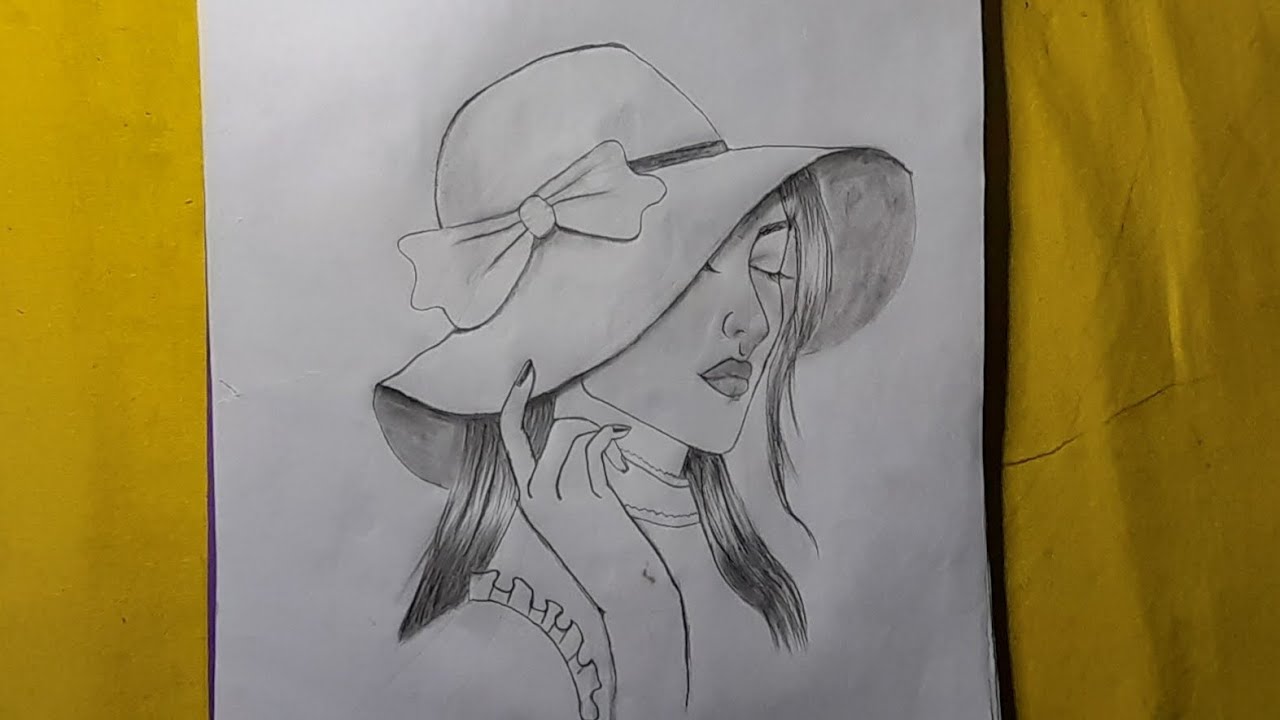 How to draw a girl wearing hat - step by step || pencil sketch ...