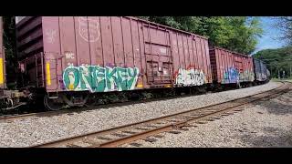 CSX M693-11 Mixed Freight Roebuck, SC on AK Line Spartanburg Sub w/Tier 4 and GEVO lash up