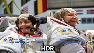 Astronaut Jessica Wittner and Deniz Burnham EMU Suit Up [HDR]